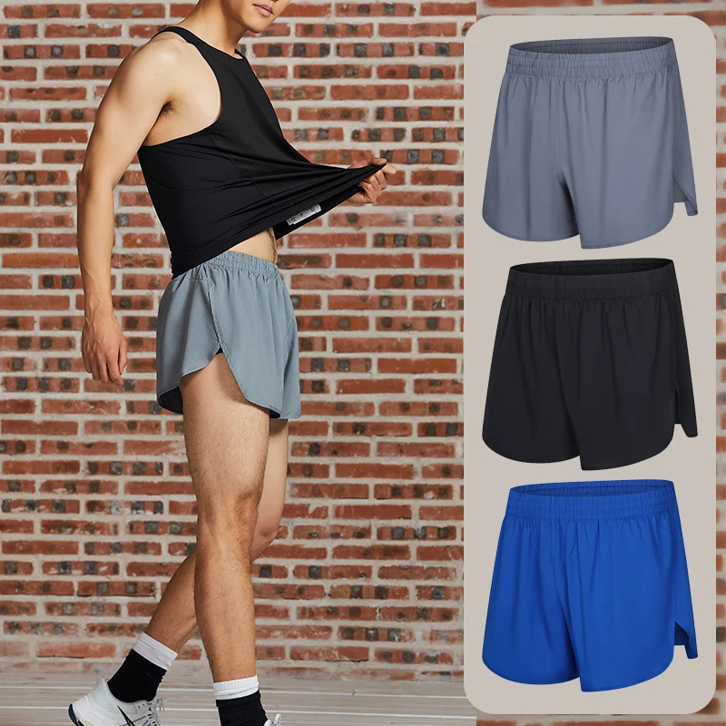 Double Layered Quick-Dry Athletic Shorts, Anti-lighting Loose Fit, For Outdoor Leisure Running Fitness Workout, Sport St