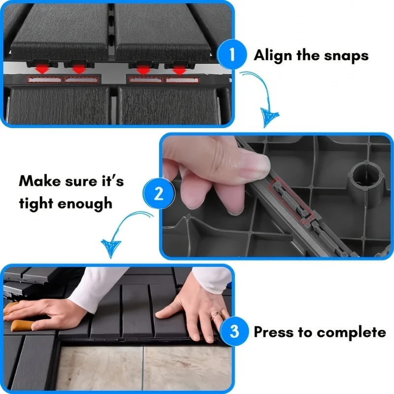 30cm square flat plastic floor tiles, waterproof wear resistant splicing floor mats home renovation decor