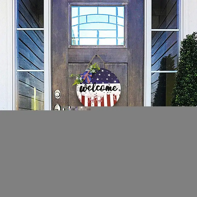 Patriotic Porch Sign Memorial Day Decor Outdoor Wall Art Memorial Day Door Sign With Cute Bow Wooden Wreath Decoration