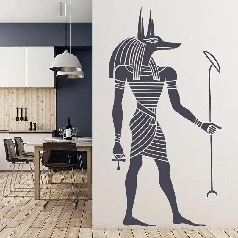 Egyptian Anubis Wall Sticker Ancient Egypt Style Wallpaper Home Living Room Decoration Removable Anubis Wall Art Decals M27