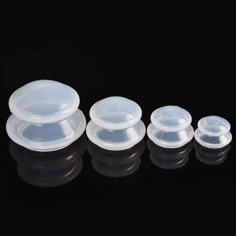 4Pcs Moisture Absorber Anti Cellulite Vacuum Cupping Cup Silicone Family for Facial Body Massage Therapy Cupping Cup Set D0UE