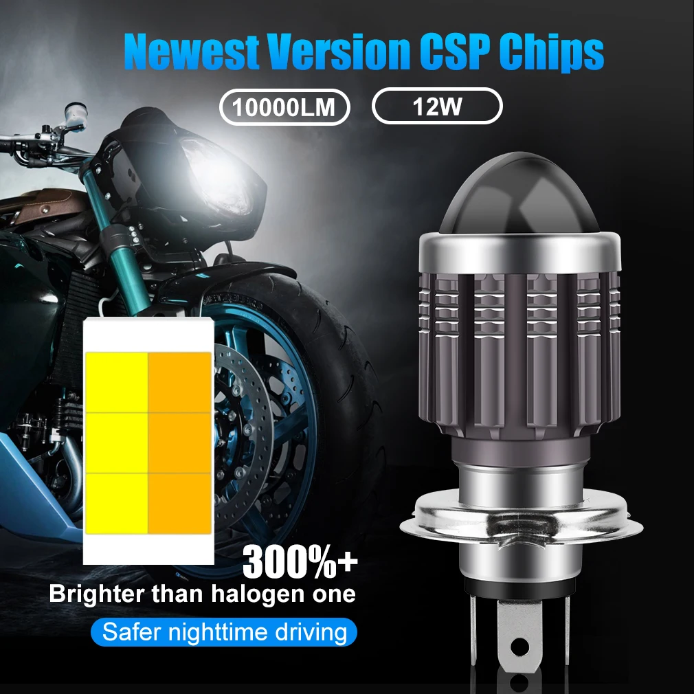 

1PCS 10000LM H4 LED Motorcycle Headlight H6 BA20D P15D Led CSP Lens White Yellow Hi Lo Beam Motorbike Scooter Running Light