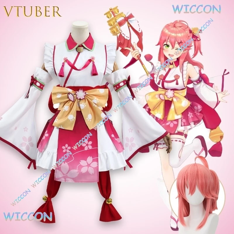 

Vtuber Сакура Мико Косплэй кимоно наряд Hololive розовое платье юката милый аниме Shrine Maiden Idol костюм для конвенционной вечеринки