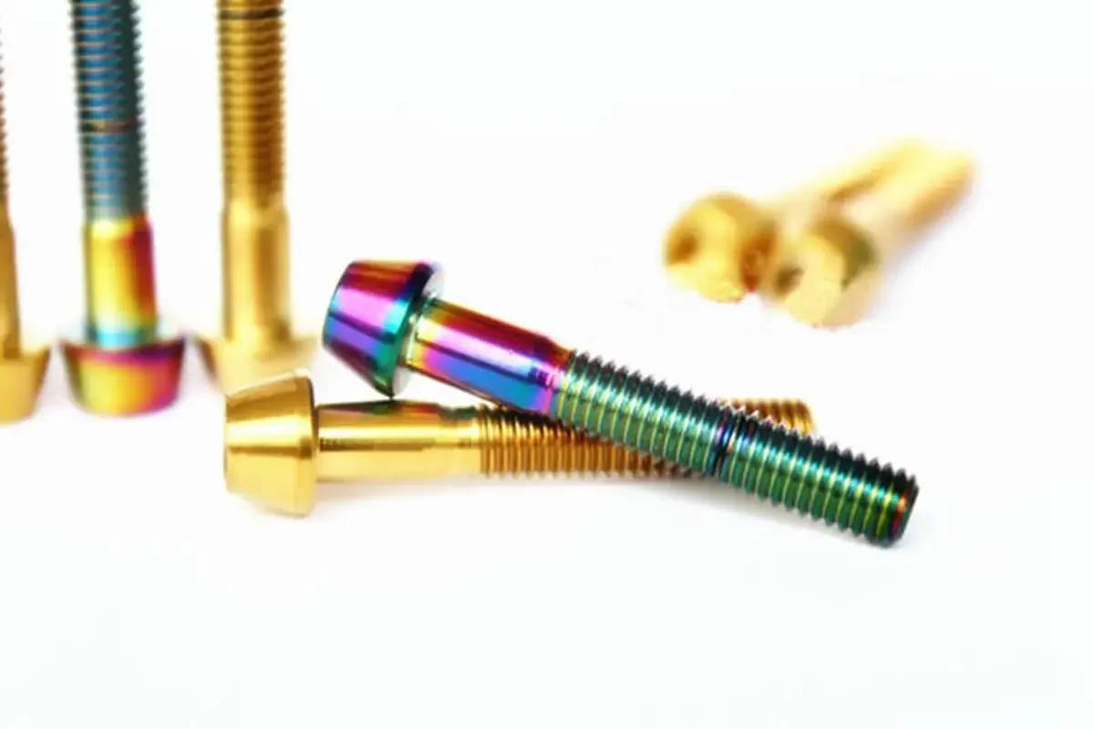 (2) M5 Length 30/35/40/45/50/55/60mm Color Ti/Golden/Rainbow GR5 TC4 Titanium Taper Head Bolts For Bike Seat Tube Bicycle
