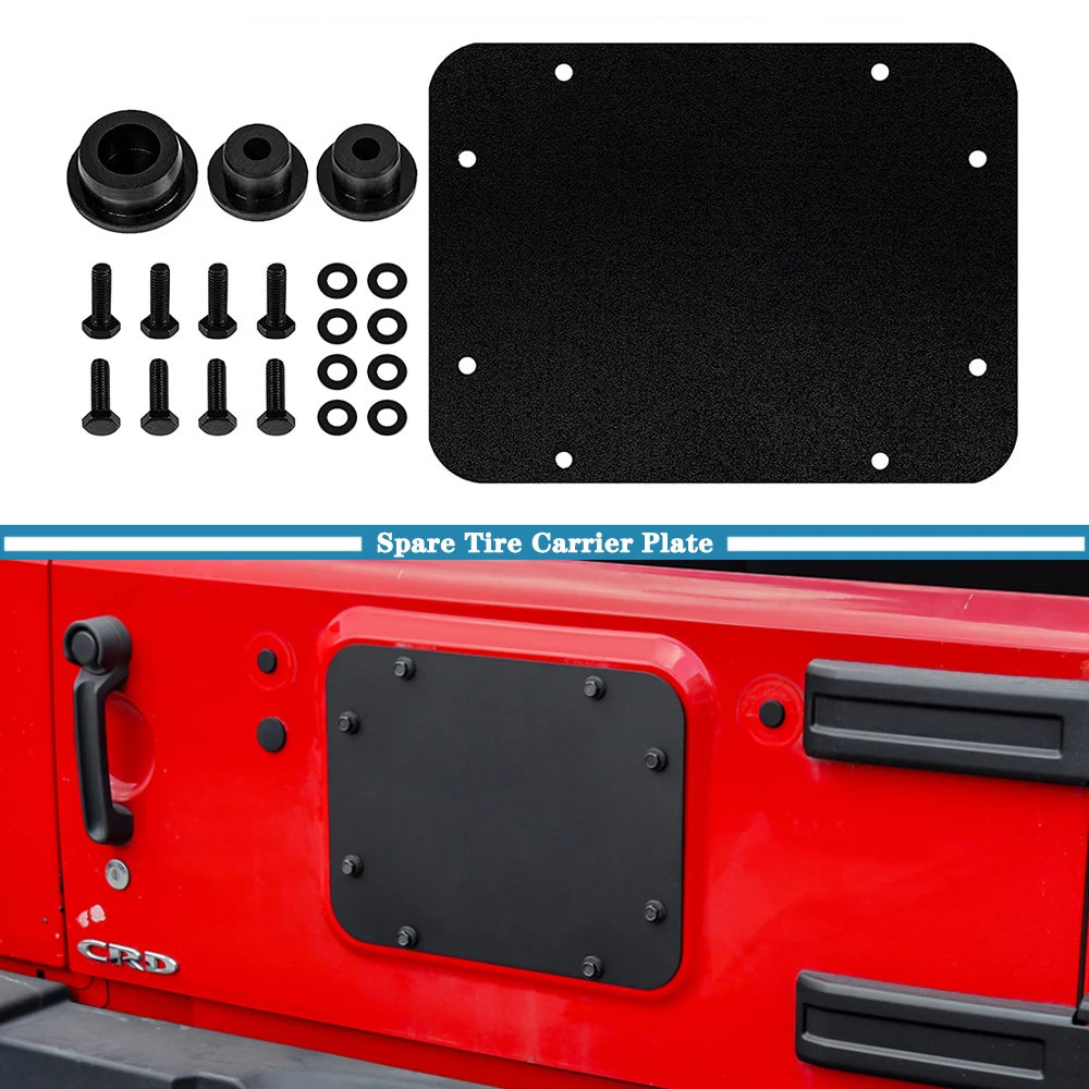 Car Spare Tire Carrier Delete Filler Plate Cover Tailgate Plug Rubber for Jeep Wrangler JK 2007-2017 2/4-Door Exterior Accessory