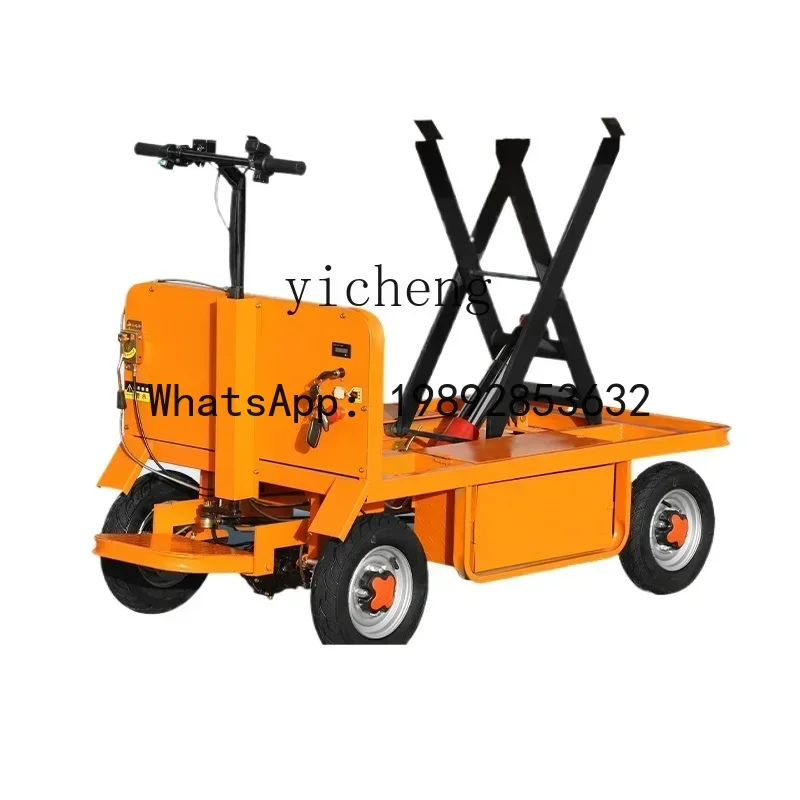 A1 electric four-wheel flatbed truck lifting and handling cargo storage trolley