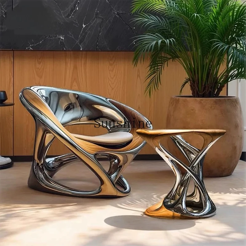 

Light luxury special-shaped fiberglass spraying sofa chair creative living room reception chair