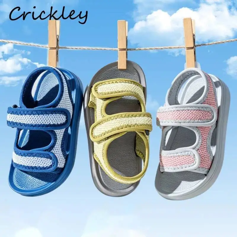 2026 Solid Mesh Children's Sandals Summer Hook Loop Sport Beach Shoes For Boys Girls Comfortable Soft Anti Slip Kids Sandals