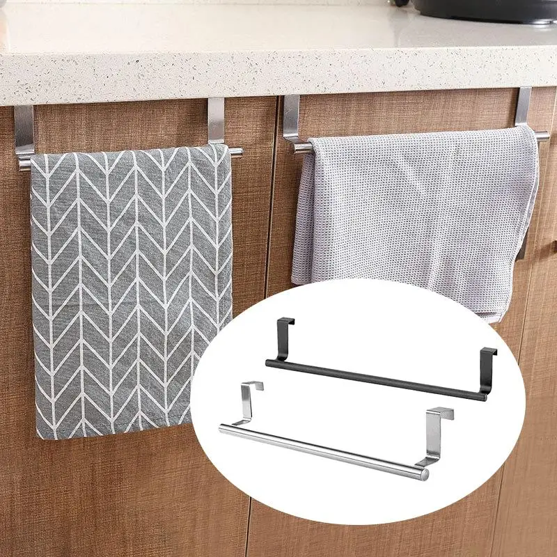 

2 PCS Stainless Steel Towel Bar Cabinet Door Towel Hanging Bar Stainless Steel Bathroom Kitchen Cabinet Door Towel Wipe Rack