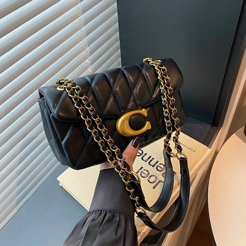 

Stylish Letter Logo Crossbody Bag Minimalist Vintage Leather Tote High-End Designer Purse For Casual Commuter Women