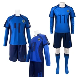 Blue Anime Cosplay Lock Football Jersey Isagi Yoichi Bachira Cosplay Sportswear Chigiri Hyoma Blue Team Uniforms Halloween