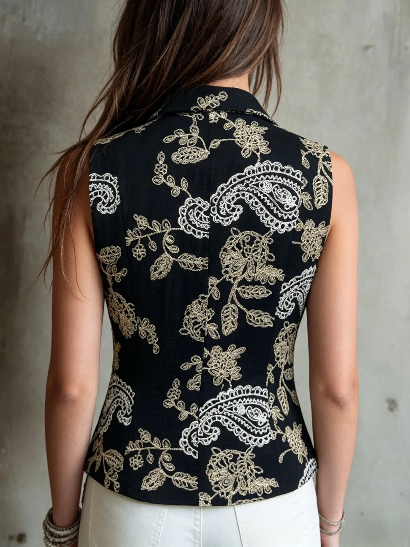New Arrivals for Spring, Summer & Autumn | Exquisite Embroidered Blazer Vest, Elegant Lapel Sleeveless Waistcoat with Graceful T