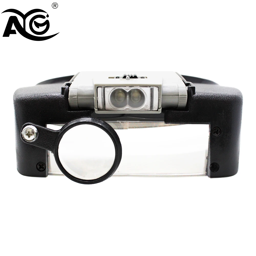 AG Dental 10X Magnifying Headband Glasses LED Illuminated Loupe Adjustable Size Reading Optivisor for Close-Up Work