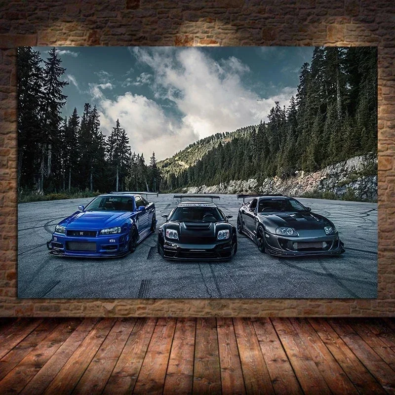 Supra Nissan Skyline NSX Blue Car HD Canvas Paintings Wall Pop Art Picture Posters and Prints for Boys Bedroom Living Room Decor