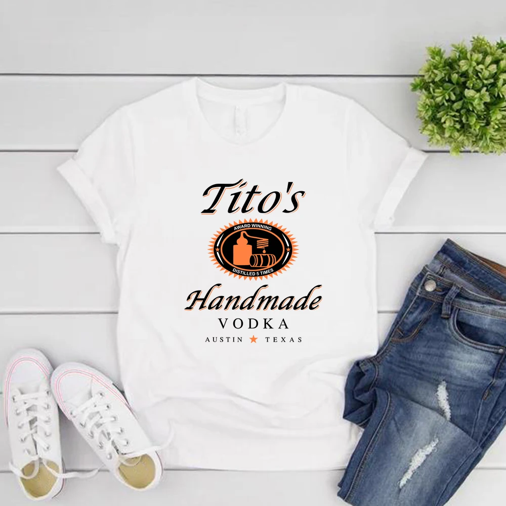 

Tito Shirt TITO'S Handmade Vodka T-Shirt Men Women Short Sleeve T-shirts Streetwear Tops Tito's Fan Gift