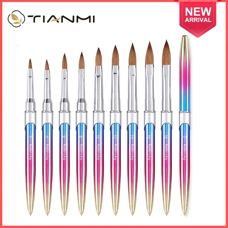 TIANMI 100% Kolinsky Hair Nail Brush Gradient Ramp Handle Manicure Pens Professional Acrylic Nail Art Brushes Nail Drawing Brush