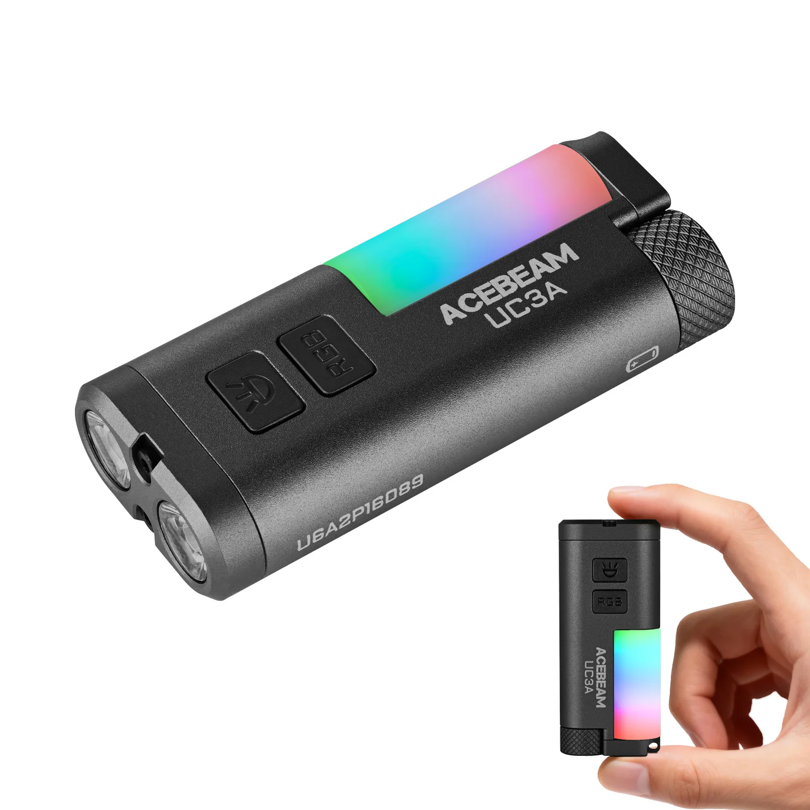 ACEBEAM UC3A EDC-Taschenlampe, wiederaufladbar, breites Spannungsbereich (1,2–4,8 V), LED-Taschenlampe mit Campinglicht, magnetisch, multifunktional, für Hunde