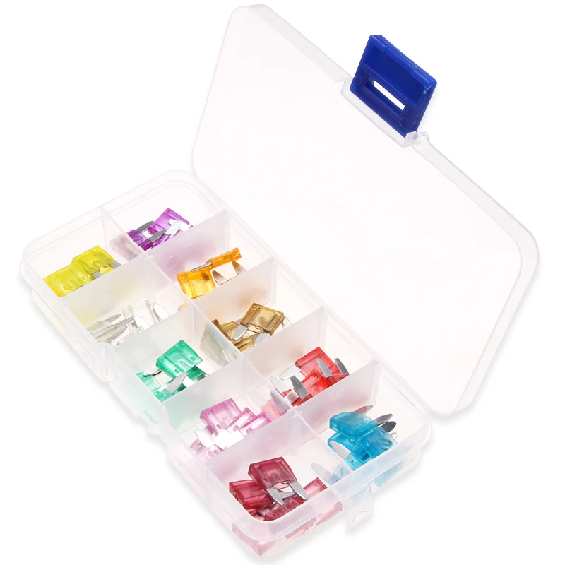 

50pcs Auto Car Truck Mini Car Fuses Automotive Blade Type Small Size Blade Fuse 3A 5A 7.5A 10A 15A 20A 25A 30A 35A 40A Set Kit