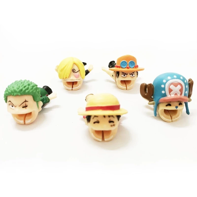 Protetor de Cabo Kawaii Anime One Piece para iPhone, Organizador de Cabo USB, Protetor Luffy Zoro, Brinquedos para Crianças, Presente