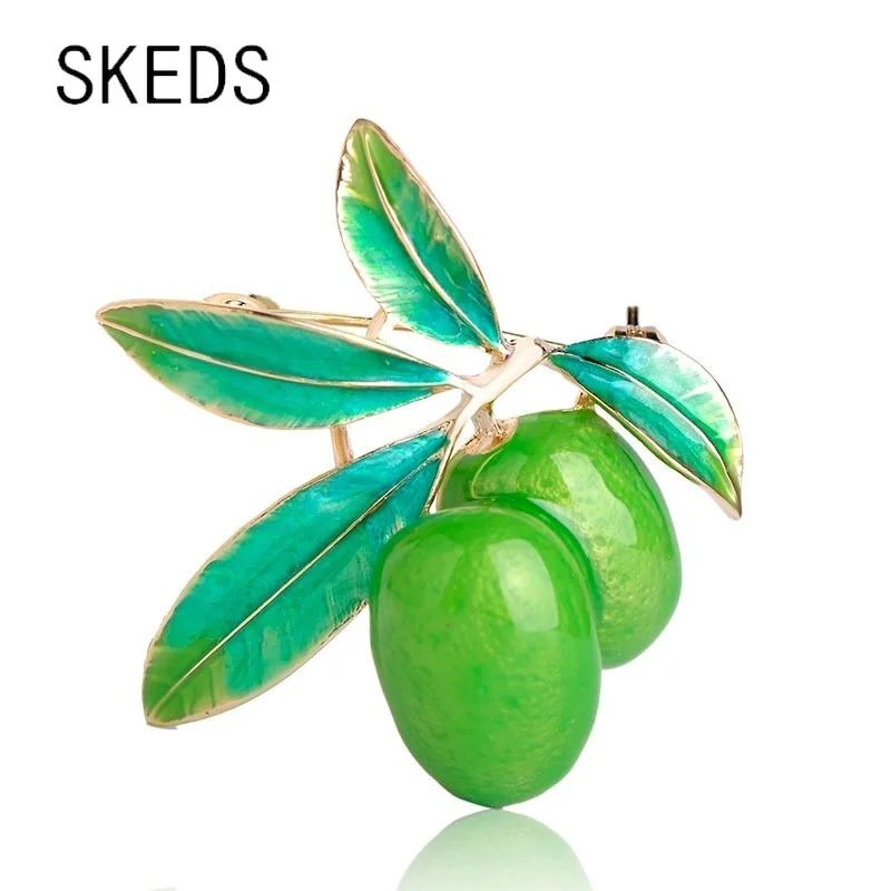 SKEDS Women Kids Creative Fruit Olive Enamel Brooch Corsages Pins Cute Suit Coat Scarf Accessories Jewelry Brooch Pin Gifts