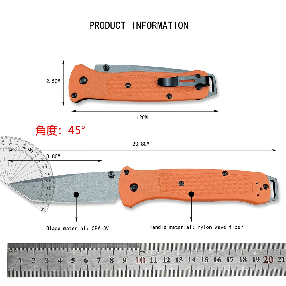 New 537 Bailout Folding Pocket Knife S35V Tanto Blade Nylon Fiber Handles EDC Tactical Knives Outdoor Camping Hunting Sharp Tool