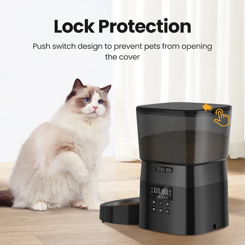 ROJECO Automatic Dog Feeder Smart Food Kibble Dispenser for Pet Cats Auto Food Storage Container Button Version Dog Feeding Bowl