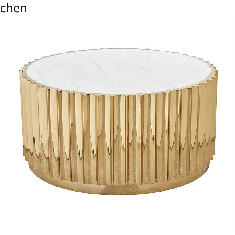 YFY Italian Style Light Luxury Coffee Table Marble Round Creative Sofa Side Table Stainless Steel Modern Minimalist 5