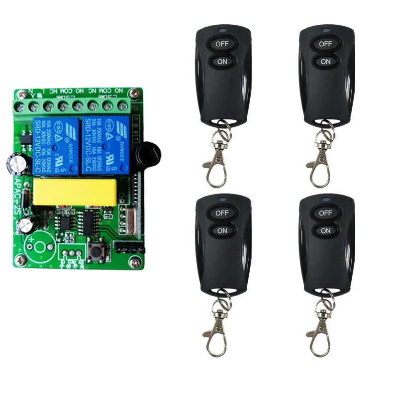 AC 220 V 2 Channel 2CH 10A Radio Controller RF Wireless Relay Remote Control Switch 433 MHZ Transmitter +Receiver Garage Door