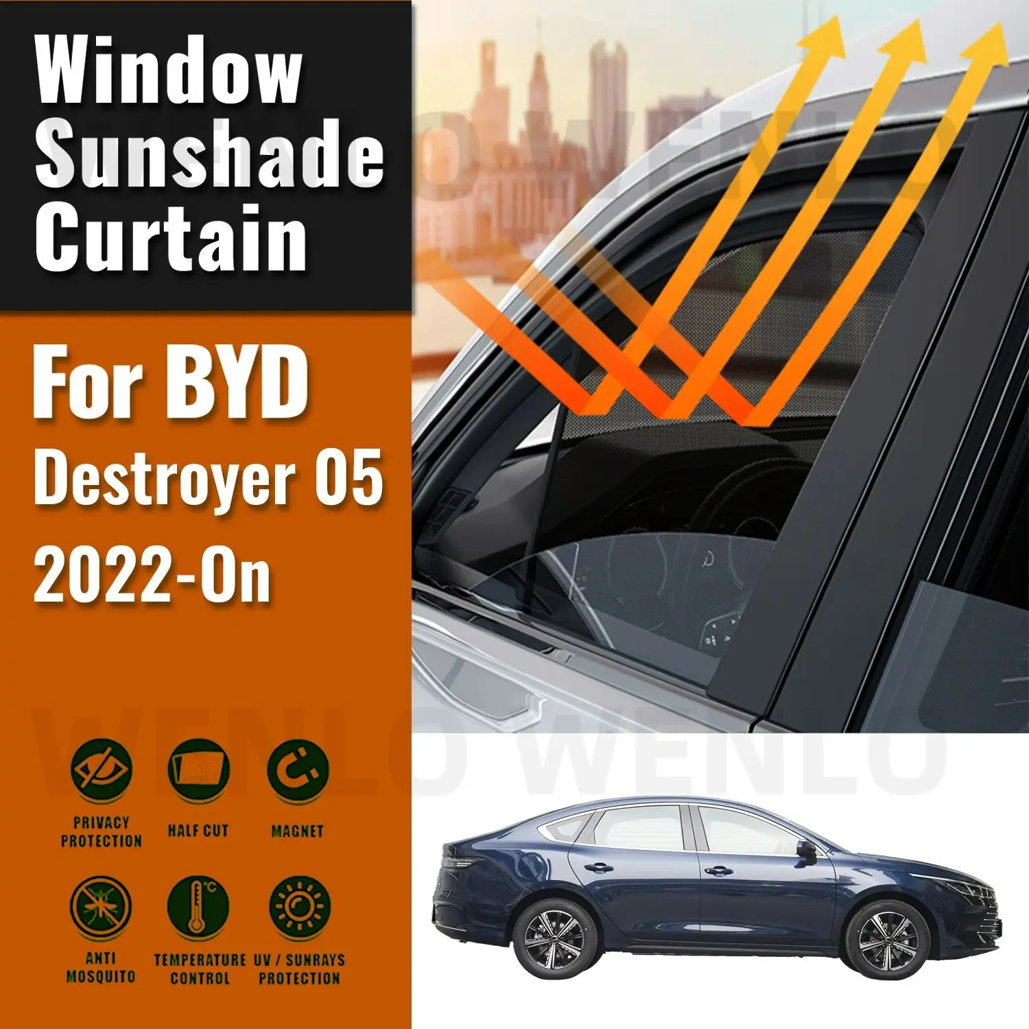 For BYD destroyer 05  2022 2023 2024 Magnetic Car Sunshade Shield Front Windshield Frame Curtain Rear Side Window Sun Shade