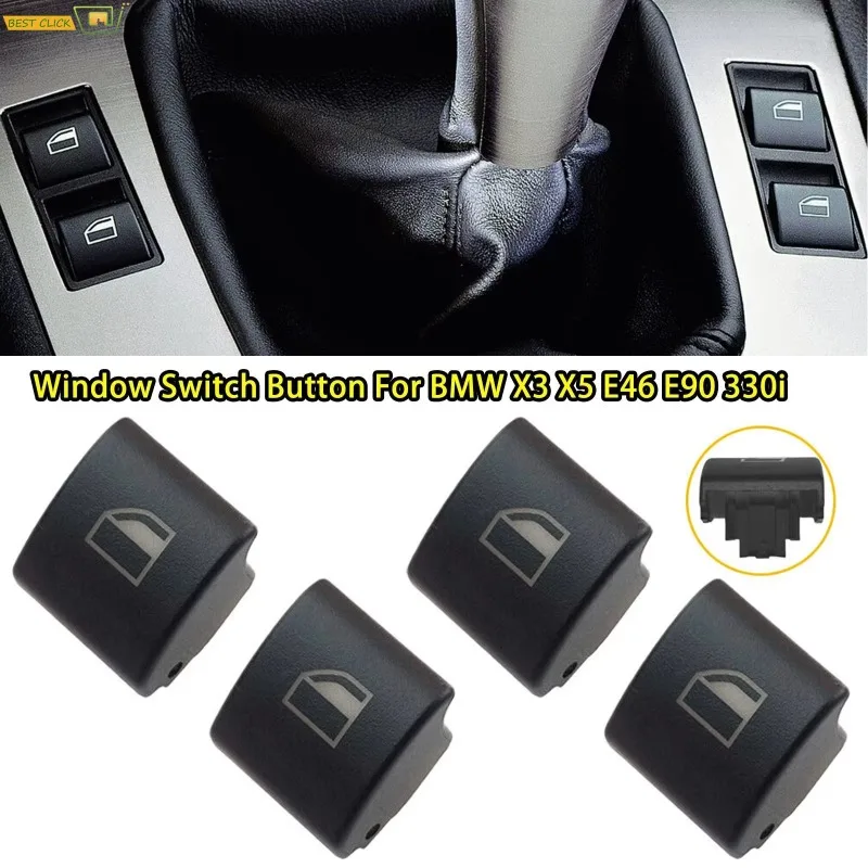 4Pcs Car Power Window Switch Button Cover 61316902183 For BMW 323i 325i 328i 330i 330xi 3 Series E46 X5 E53 X3 E83 Accessories