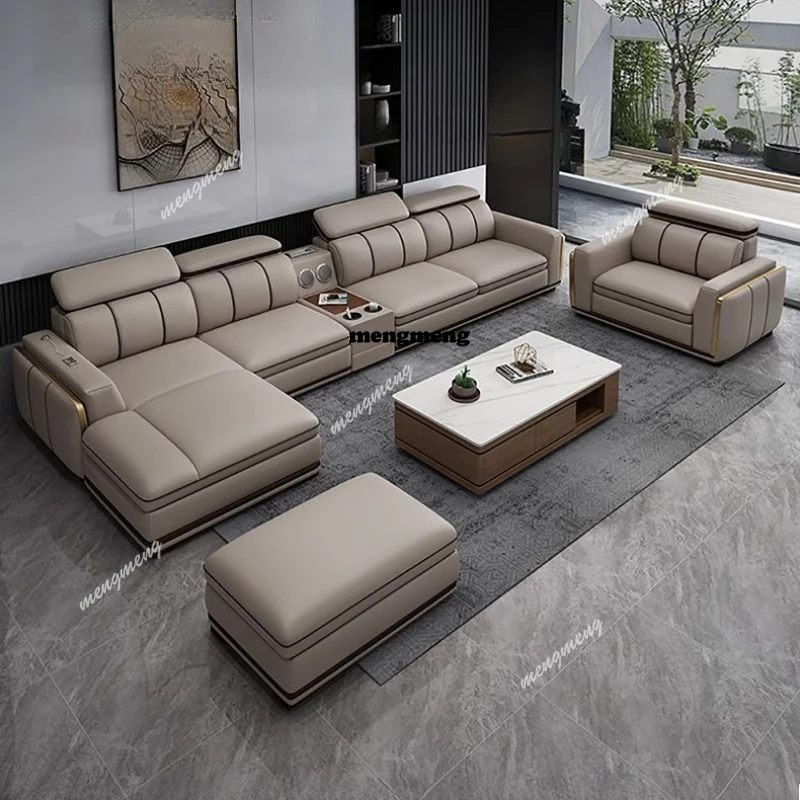 

Современные диваны из натуральной кожи, минималистичный дизайн для гостиной, квартиры, прямые диваны, кресла для отдыха, шезлонги, мебель для салона