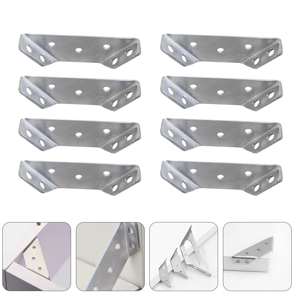 12 Pcs Brackets Connection Trapeziform Corner Brace Joint Fastener Angle Silver Right Trapezoid