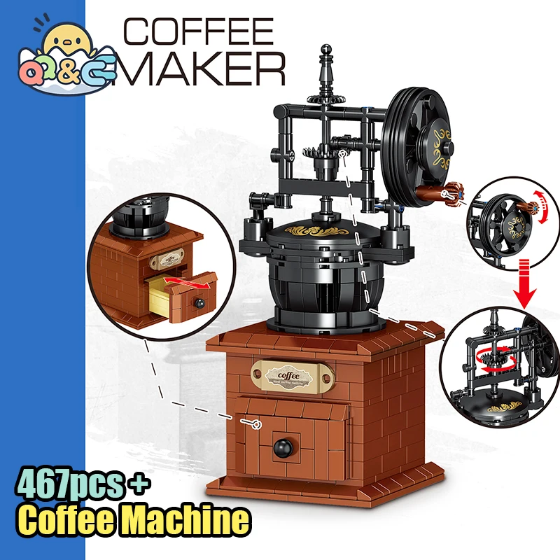 

Coffee Machine Building Block Retro Style Cafe Maker Mini Diy Assembly Toys for Children Present Gift Birthday Juguetes