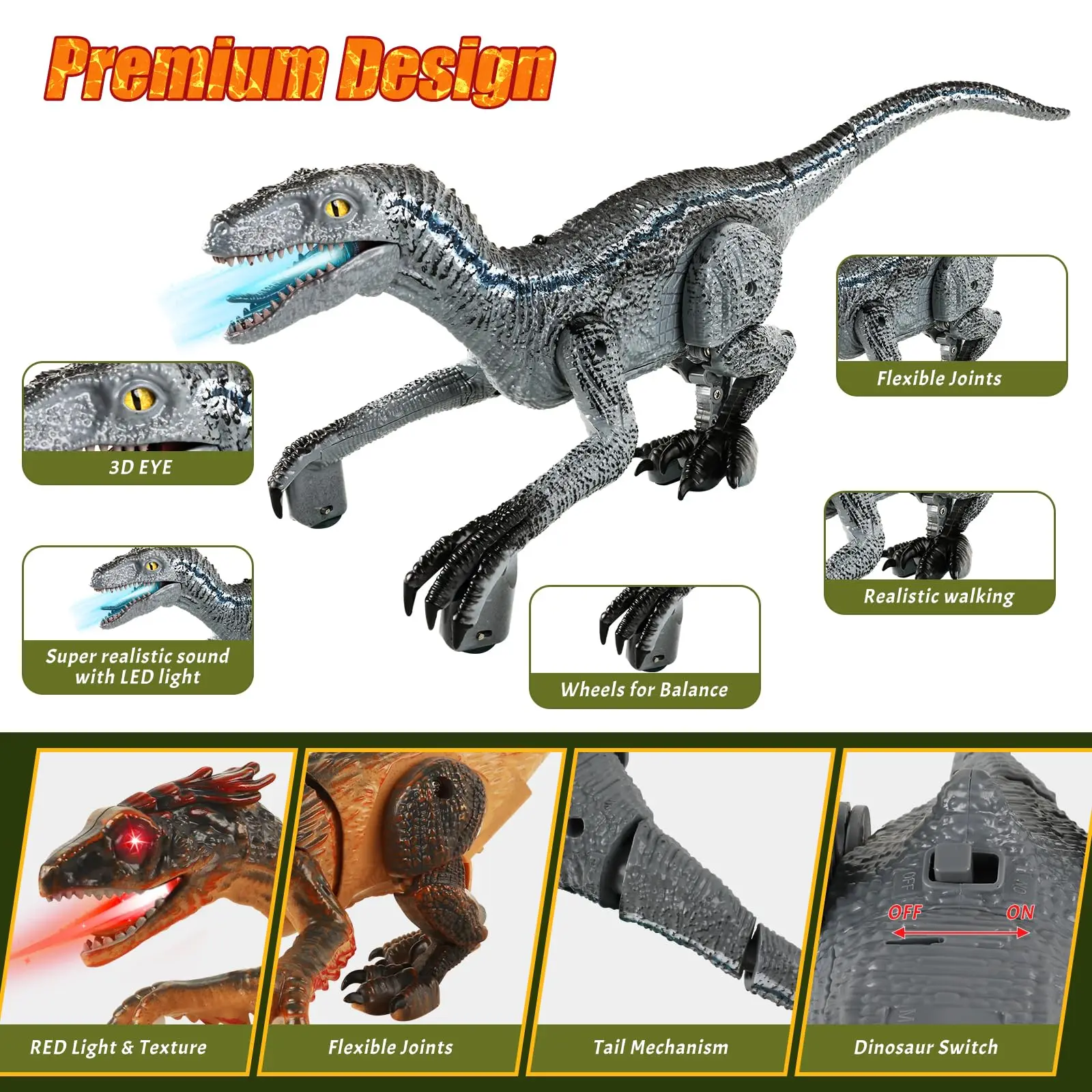 Jouet dinosaure télécommandé 2.4G, vélociraptor de marche électronique avec Simulation sonore légère, modèle Robot dinosaure, jouet pour enfant garçon