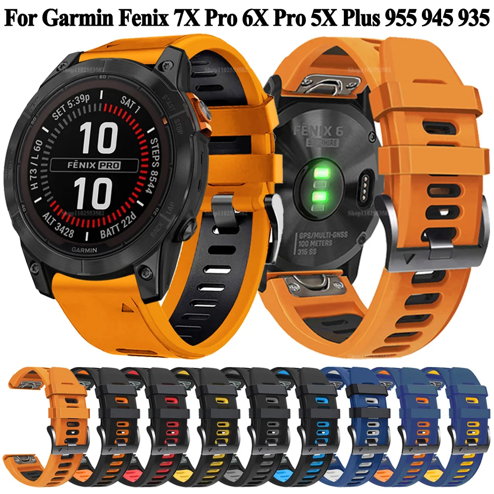 

Ремешок для наручных часов Quickfit, силиконовый браслет для Garmin Fenix 6X 6 Pro /Fenix 7 7X Pro/5X 5 Plus 935 945 965 955 Epix 2, 22 мм 26 мм