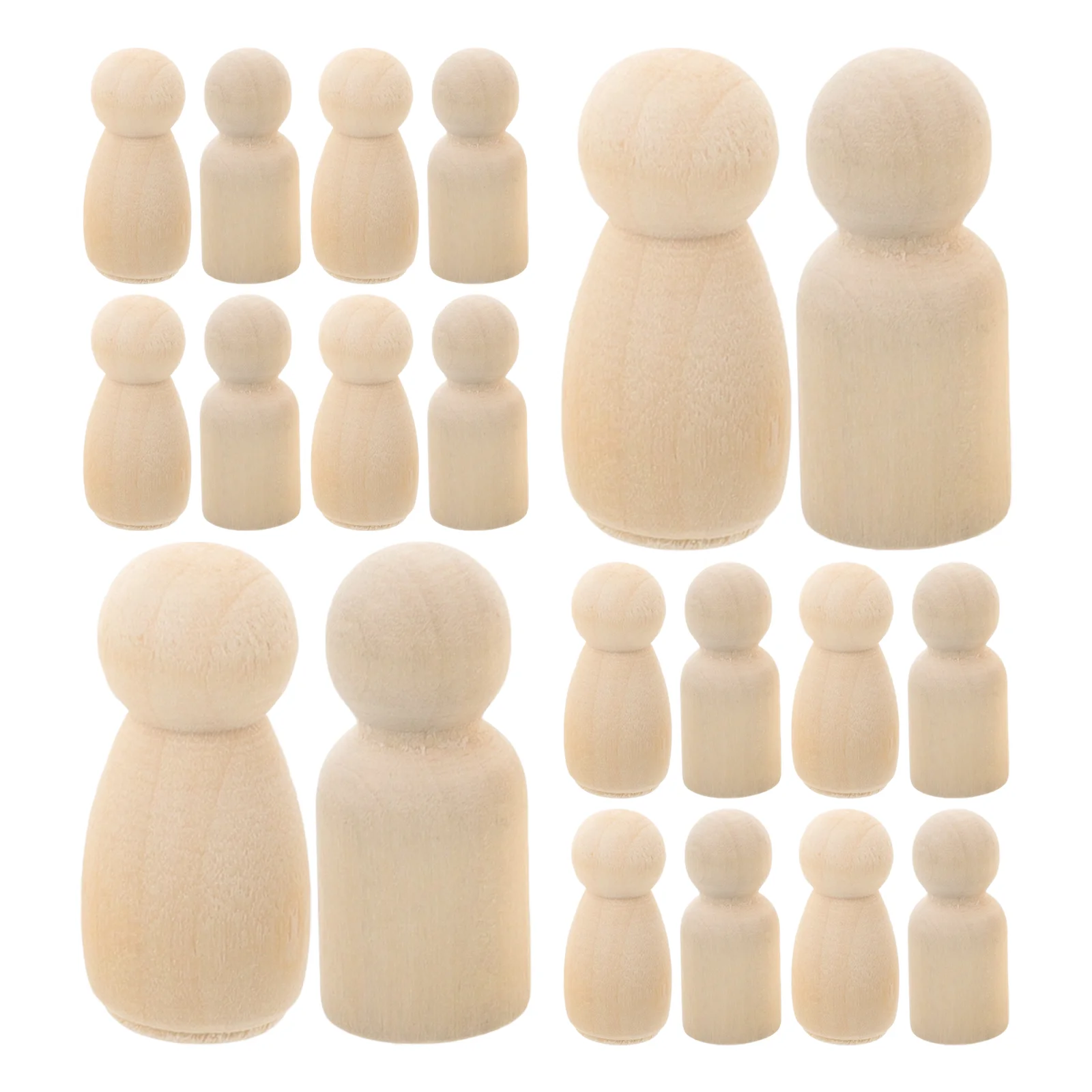 20 Pcs Small Unfinished Wooden Man Children Graffiti Puppet Toys (35mm Boy + 35mm Girl, 10 Pcs Each)