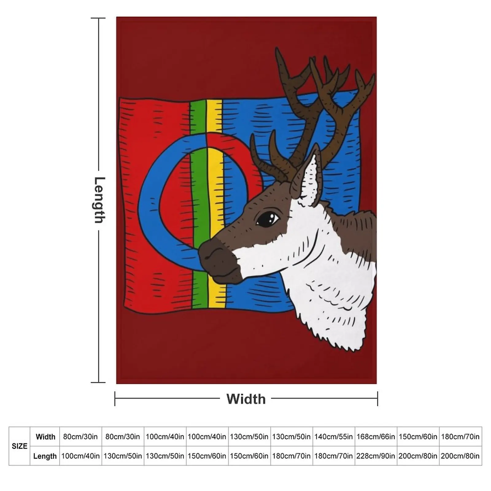 sami flag and reindeer. S??mi people. Throw Blanket Retros Travel Vintage Weighted Blankets