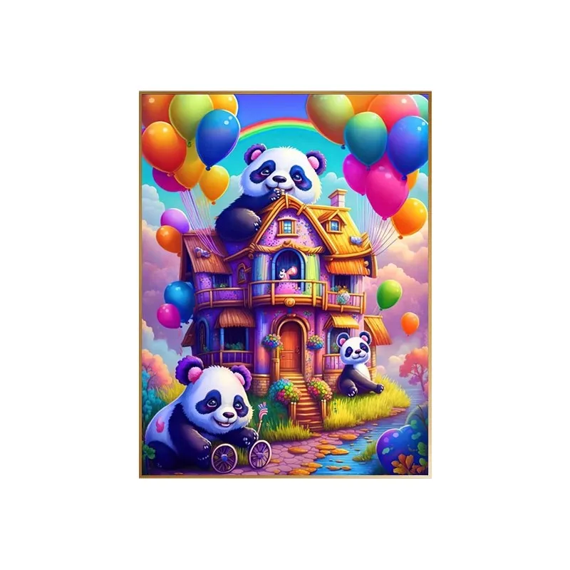 

9ct 65x85cm Panda House Cartoon Embroidery DIY Chinese Style Printed Kits Cross Stitch Needlework Set Home Decor Crafts