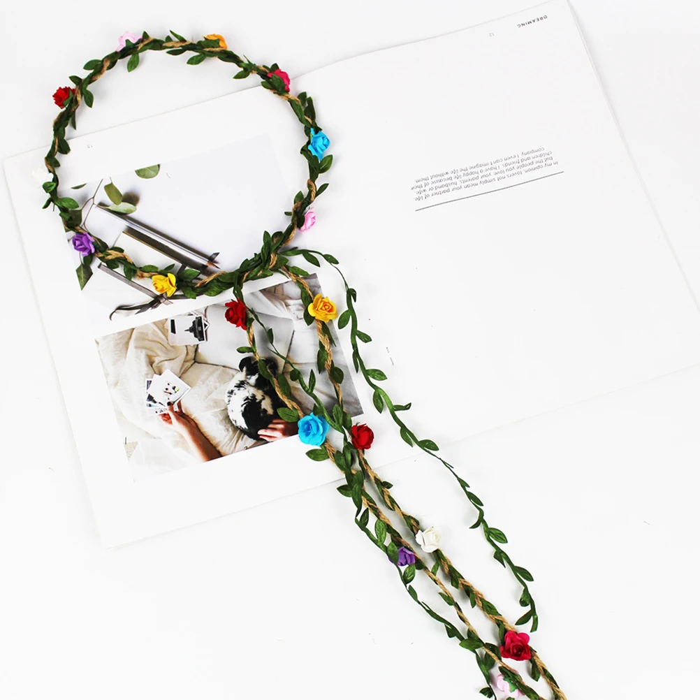 

4 шт., гирлянда, венок из роз, цветочные короны для женщин и девочек, регулируемые повязки на голову, свадебная вечеринка, фестиваль, пляж, Хэллоуин, Рождество