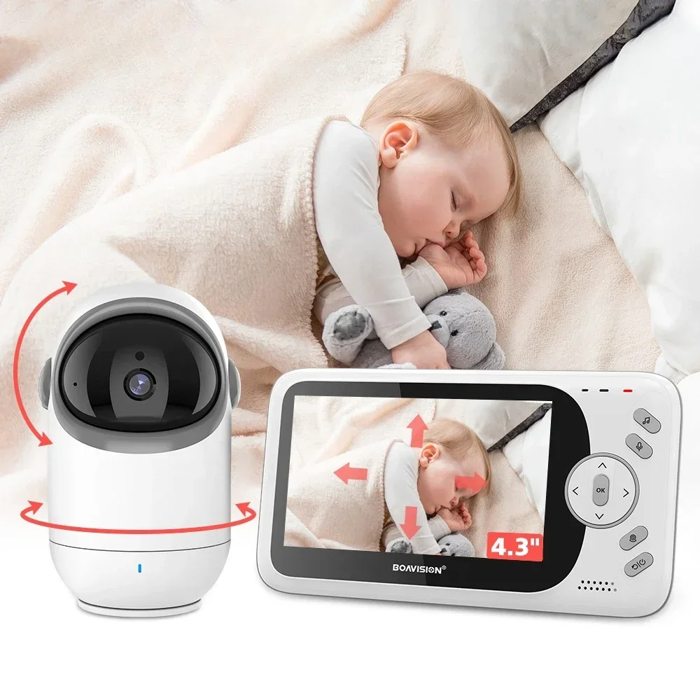 4.3 Inch Video Baby Monitors With Pan Tilt Camera 2.4G Wireless Two Way Audio Night Vision Security Camera Babysitter VB801