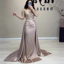 Sparkly Robe De Soirée Custom Made Long Sleeve Sequined Mermaid Evening Gown Customized  Saudi Arabic Party Dress Prom Dresses