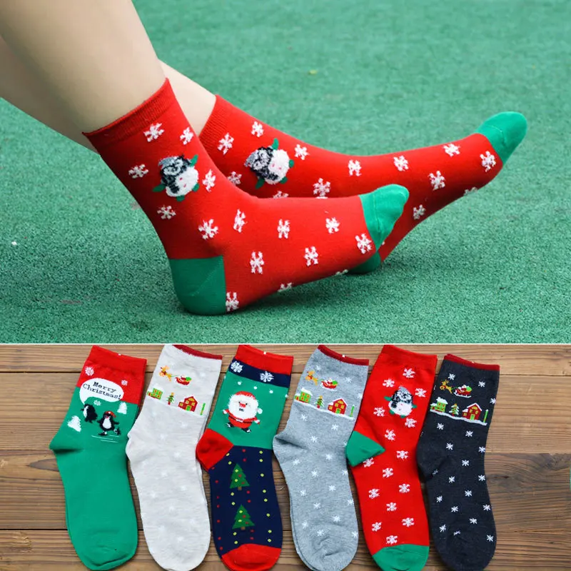 

2024 Christmas Series Socks New Women's Christmas Socks Winter Women's Mid Length Santa Claus Cotton Socks Festival Gifts