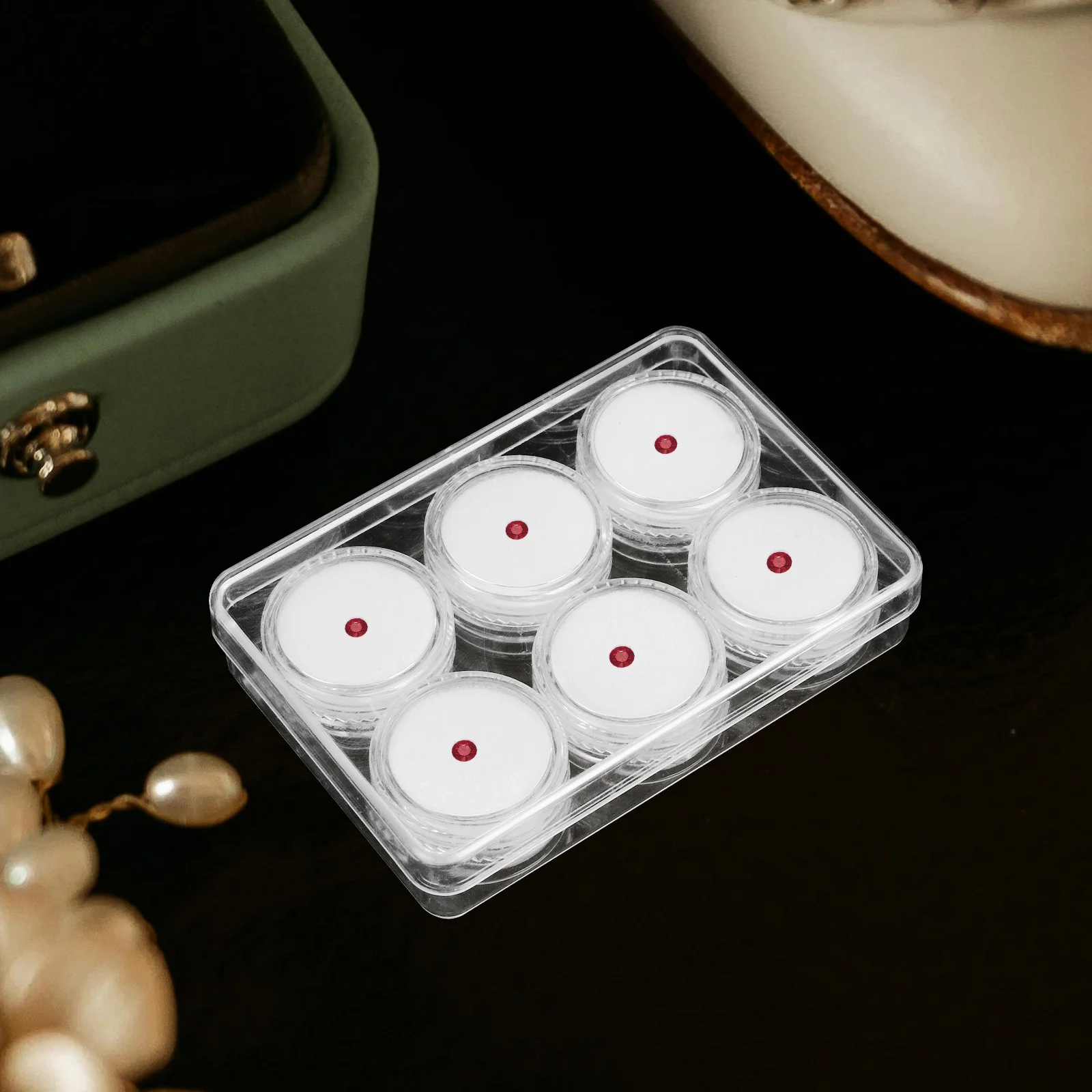 

1 Set Gemstone Display Case Jewelry Storage Box 6 Grids Acrylic Organizer Holder For Rings Necklaces Earrings Brooches Pins