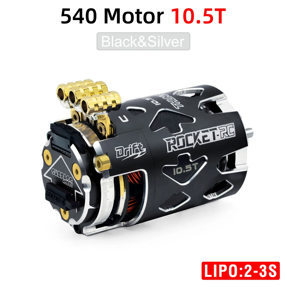 Rocket-rc thunder 540 sensored motor sem escova 10.5t 13.5t 2-3s