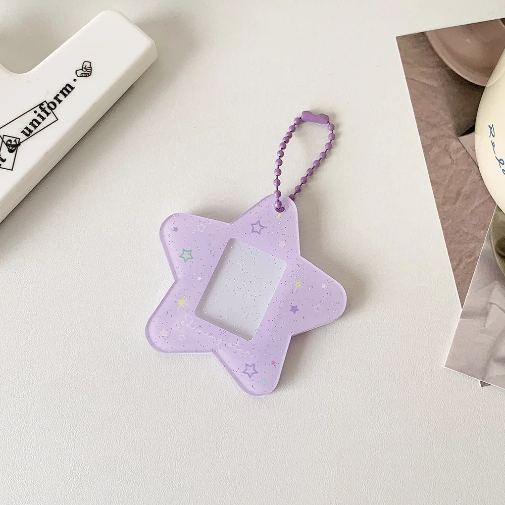 Portable Star 1 Inch Photo Card Holder Keychain Pendant Acrylic Photocard Holder Idol Photo Card Display Frame