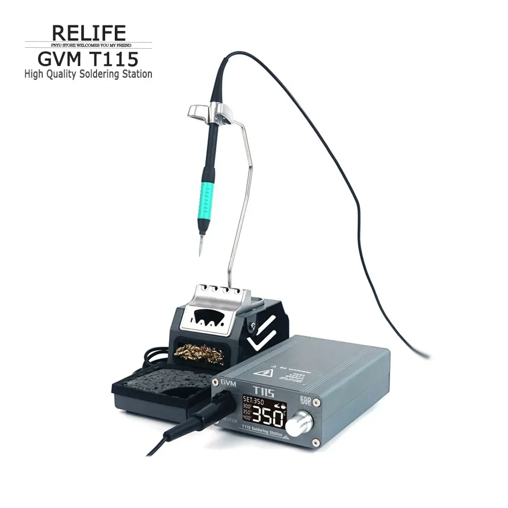 

Soldering Station GVM T115 45W Soldering Iron Quick Heating Auto Sleep for PCB Repair Constant Temperature Welding Station