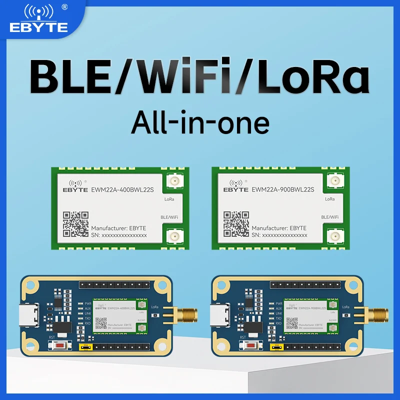 433/868/915MHz BLE/WiFi/LoRa All-in-one Wireless Module EBYTE EWM22A-900BWL22S Flexible Low Power Test Board