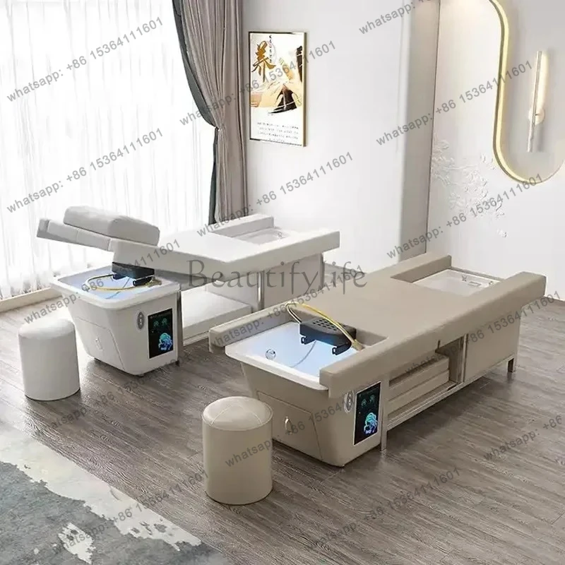 D30Foot therapy integrated beauty salon health soaking foot head treatment bed water circulation ear massage shampoo bed