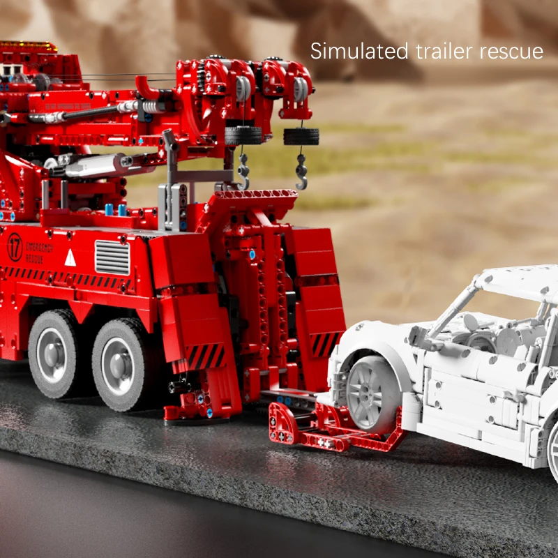 Technical Car Rescue Vehicle APP Remote Control Crane Electric Moter Trucks MOC Bricks Building Blocks Boys Toys Childrens Gifts