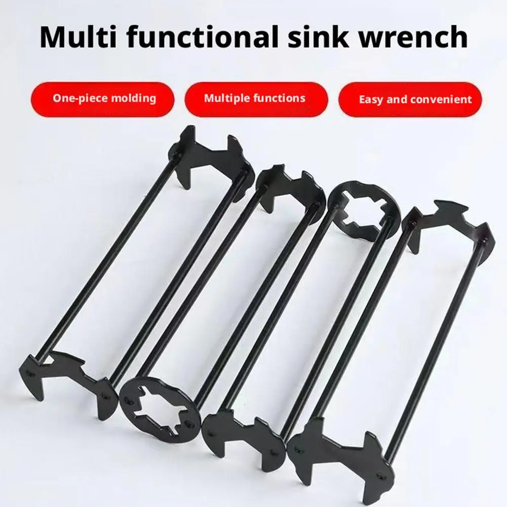 

5-in-1 Sink Wrench Multifunctional Carbon Steel Faucet Key Carbon Steel Plumbing Pipe Wrench Bathroom Repair Plumbing Tool